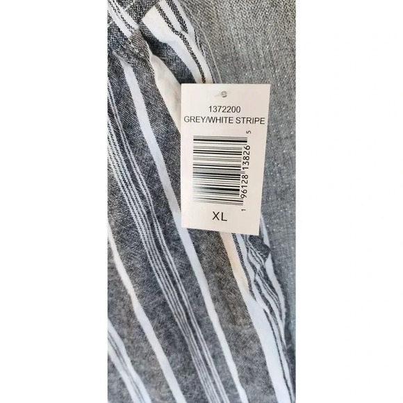 NWT Briggs Pants Women's Size XL Gray White Striped Wide Leg Pull On Linen Blend - Picture 6 of 11
